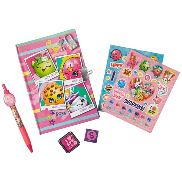Diario Shopkins para niñas con bolígrafo, candado, llave y stickers