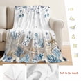 thumbnail image 5 of Blue Beige Coastal Blanket Soft Cozy Warm Throw Blanket for Couch, Plush Fuzzy Flannel Fleece Blankets for Sofa, Beach Starfish Summer Eucalyptus Bed Blankets Lightweight Gifts for Women, 50"x60", 5 of 9