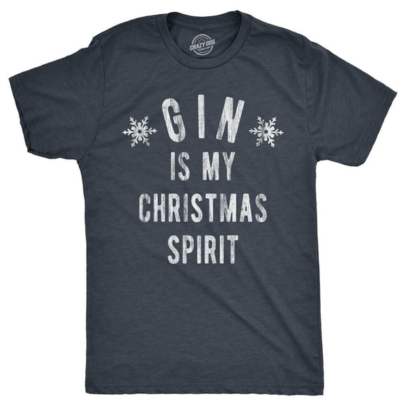 Mens Gin Is My Christmas Spirit T Shirt Funny Xmas Holiday Booze Drinking Lovers Tee for Guys Graphic Tees