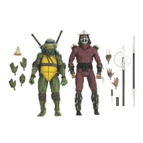 NECA Teenage Mutant Ninja Turtles (1990): Roof Top Battle Shredder Vs Leo Action Figures with Interchangeable Hands and Various Weapons (7") [WM EXCLUSIVE]