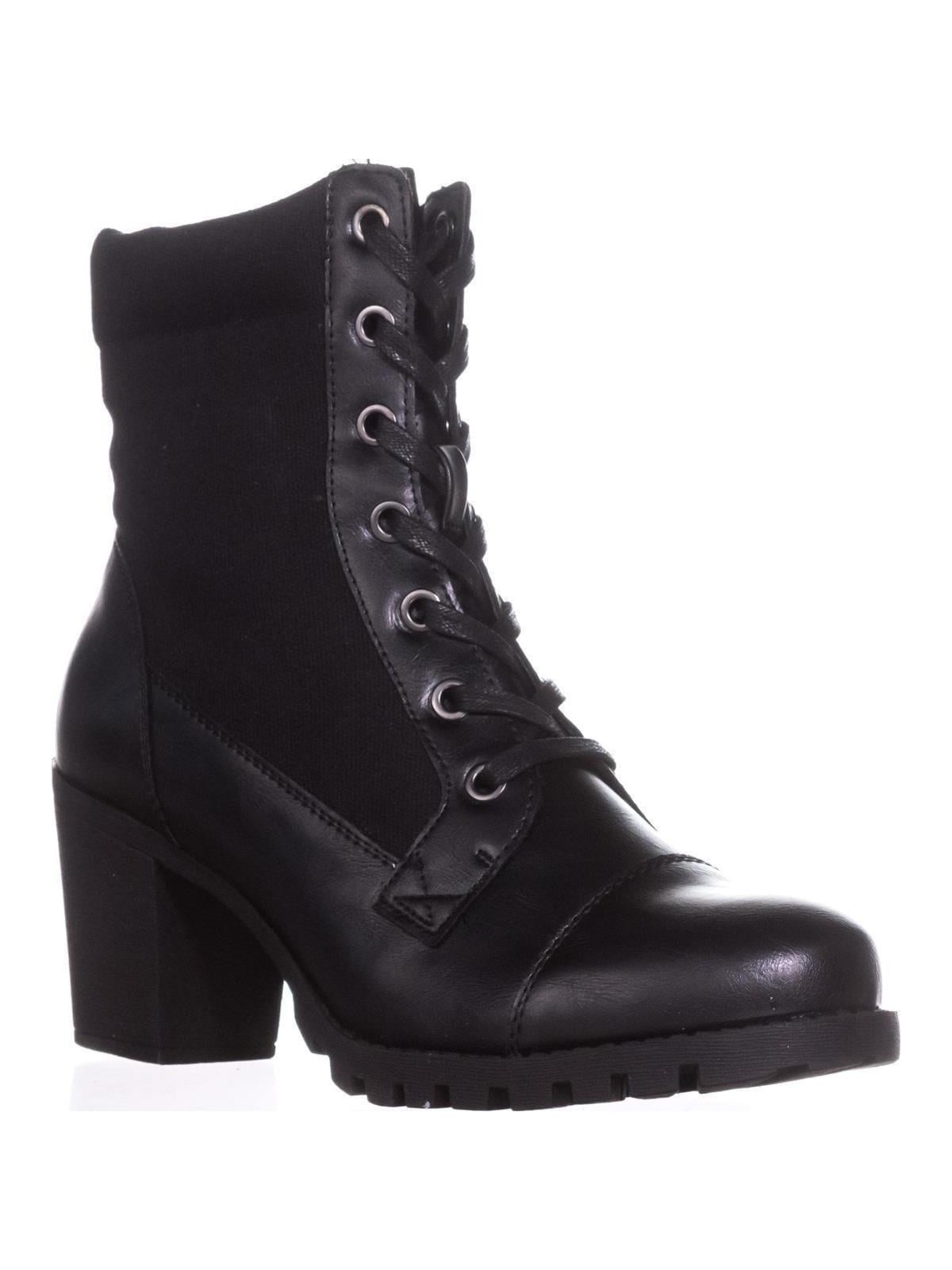 Womens XOXO Carley Heeled Combat Boots, Black, 7 US - Walmart.com