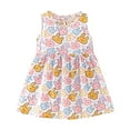 thumbnail image 1 of Robe d'Été pour Fillette, Robe Trapèze à Volants, Robe Évasée pour Fille, Robe Sans Manches à Motif Floral, Robe à Fleurs pour Filles, 1 of 3