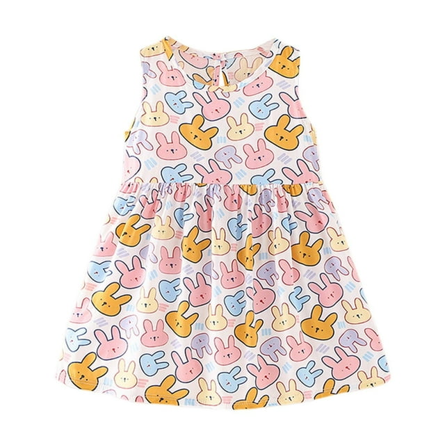 Robe d'Été pour Fillette, Robe Trapèze à Volants, Robe Évasée pour Fille, Robe Sans Manches à Motif Floral, Robe à Fleurs pour Filles
