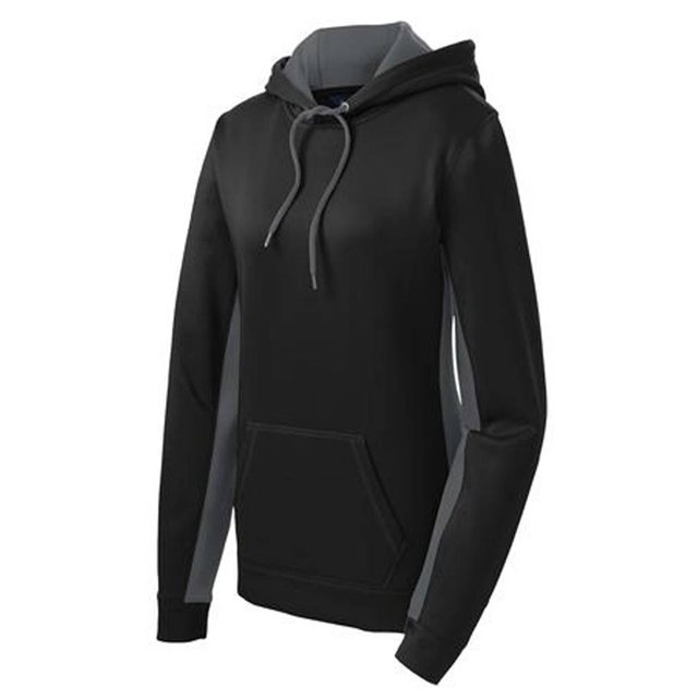 Pull à Capuche en Polaire Colorblock pour Femmes, Noir/gris Fumée - 2TG
