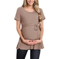 thumbnail image 4 of Short Sleeve Maternity Clothes for Women Tie Front Maternity Tops Pregnancy Shirts, 4 of 6