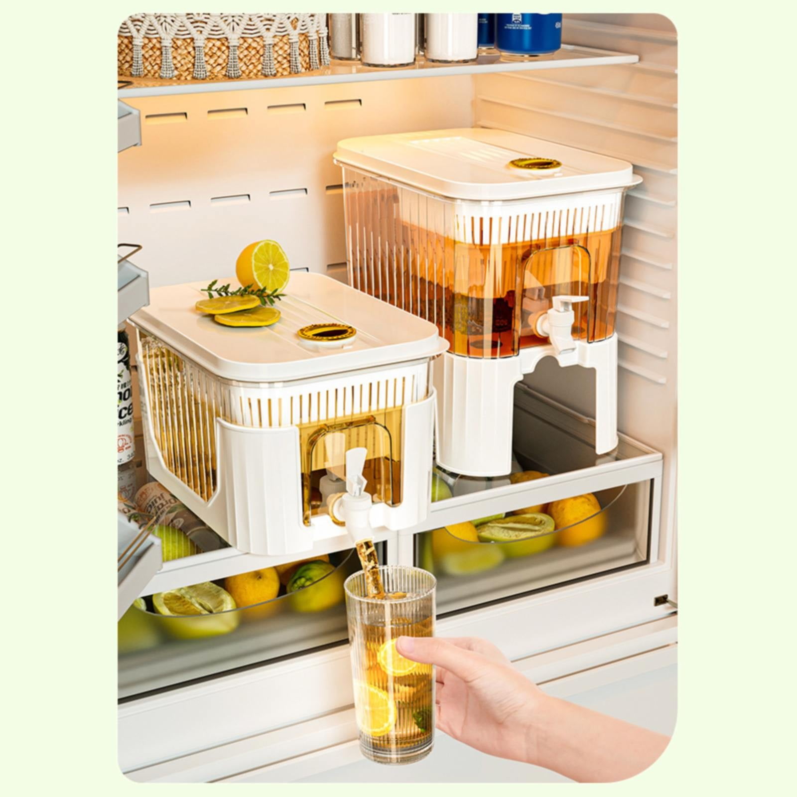 SWSUSN Drink Dispenser for Fridge, Beverage Liquid Drink Container for Party, 1 Gallon, Cold Water Pitcher Lemonade Stand Juice Jug with Spigot