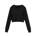 thumbnail image 3 of LYHaoo Girls Solid Pullover Hoodie With A Hood Long Sleeve Drawstring Pocket Sports Hoodie Zip-Up Hoodie Sweatshirt Sizes 4-5 Years(Black), 3 of 5