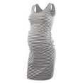 thumbnail image 2 of Fesfesfes Maternity Dress for Women Round Neck Sleeveless Dress Casual Stretchy Pleated Pencil Dress Striped Print Knee Length Dress for Pregnant Women, 2 of 4