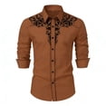 thumbnail image 3 of Retro Western Cowboy Shirts for Men Long Sleeve Button Down Shirt Embroidered Spring Summer Slim Fit Tops Gold XXXL, 3 of 7