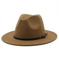 thumbnail image 2 of Fedora Hats for Women Belt Buckle Band Felt Soft Wide Brim Panama Hat Adjustable Fall Winter, 2 of 3
