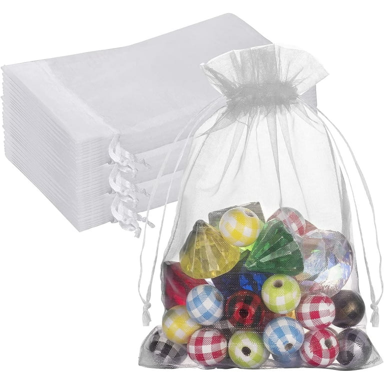 100Pcs Mixed Color Small Organza Gift Bags, Jewelry Bags with Drawstring  for Wedding Party Candy Favors Mini Mixed Color Drawstring Candy Jewelry