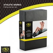 Athletic Works 2ftx6ft Four Folding Exercise Mat, Folding Gymnastics Mat, High-Density EPE Foamed Gym Mat, Black, 1.55 inch Thickness