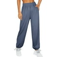 thumbnail image 4 of AWXNJUX Fashion Wide Leg For Women Fashion Baggy Sweatpants High Waisted Joggers Pants Athletic Trousers With Pockets Drawstring Track Pants (Dark Blue,L), 4 of 6