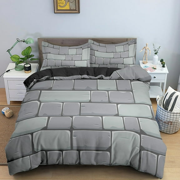 St Pattern 3D Bricks Wall Print Duvet Cover Zen St Polyester Quilt Cover St Natural Scenery Theme Bedroom rations