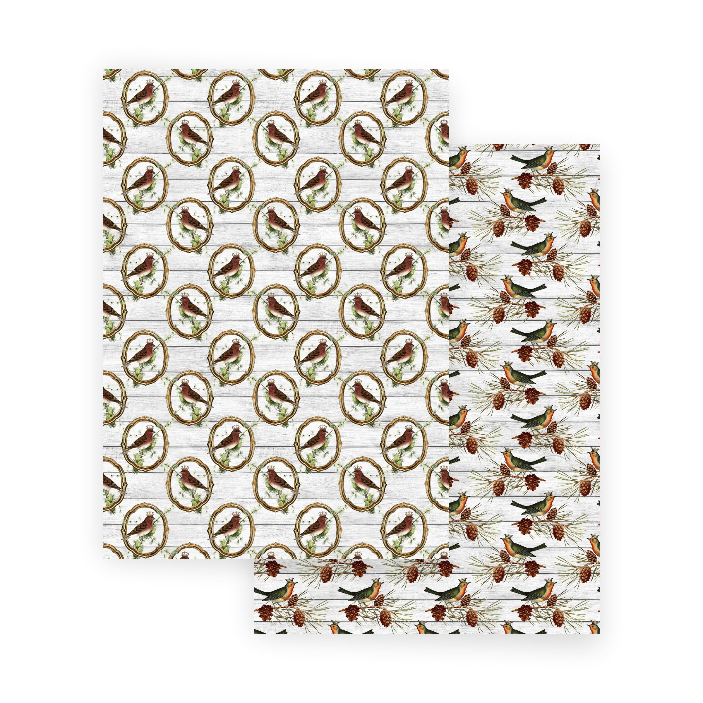 Scrapbooking Paper VINTAGE CHRISTMAS BIRDS 10 Double Sided Sheets 8.25 x 11.75, Craft Paper, Decoupage Paper, Decorative Paper, Vintage Paper