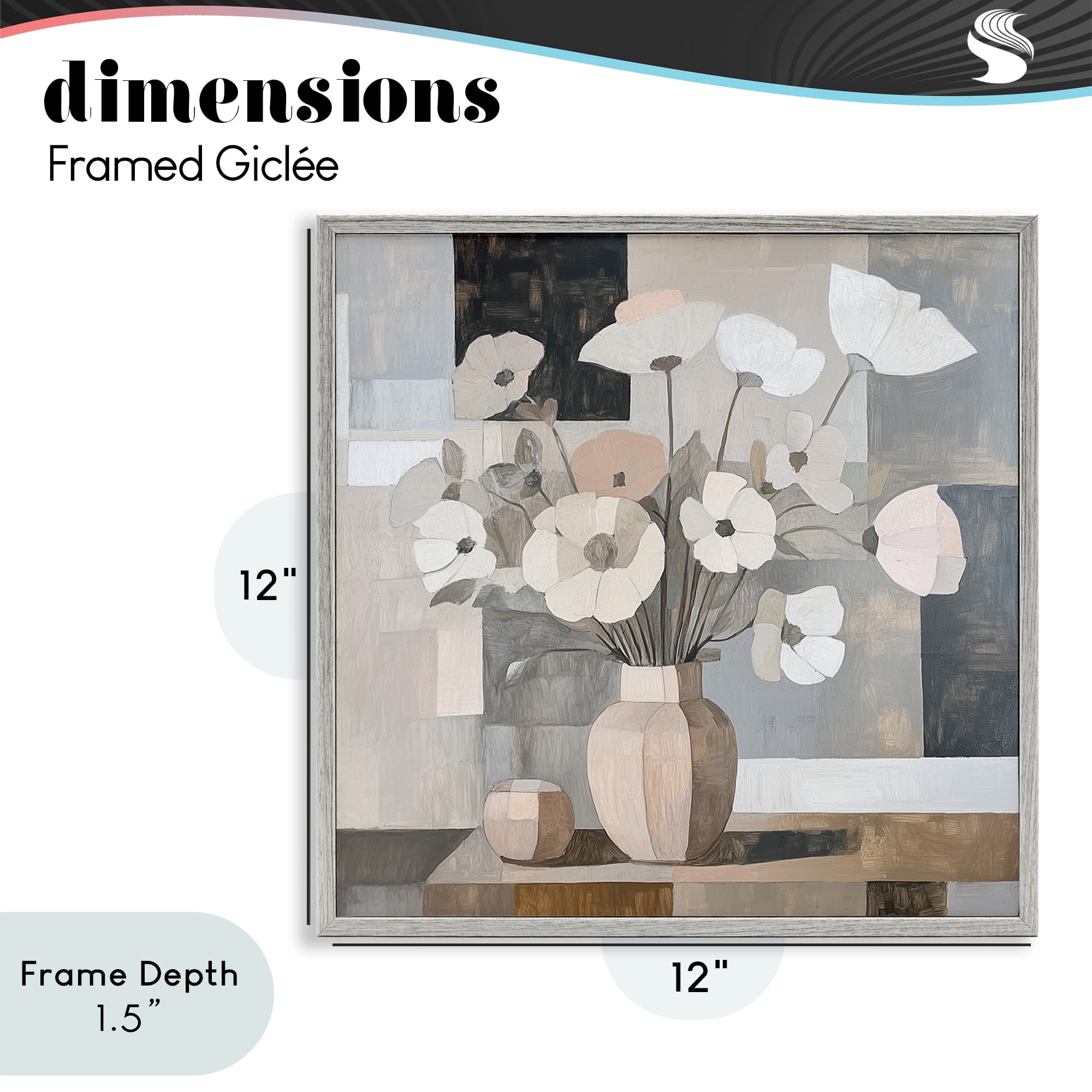 Stupell Industries Muted Pastel Poppies in Cubism Gray Framed Giclee Art, design by Heidi Kuntz
