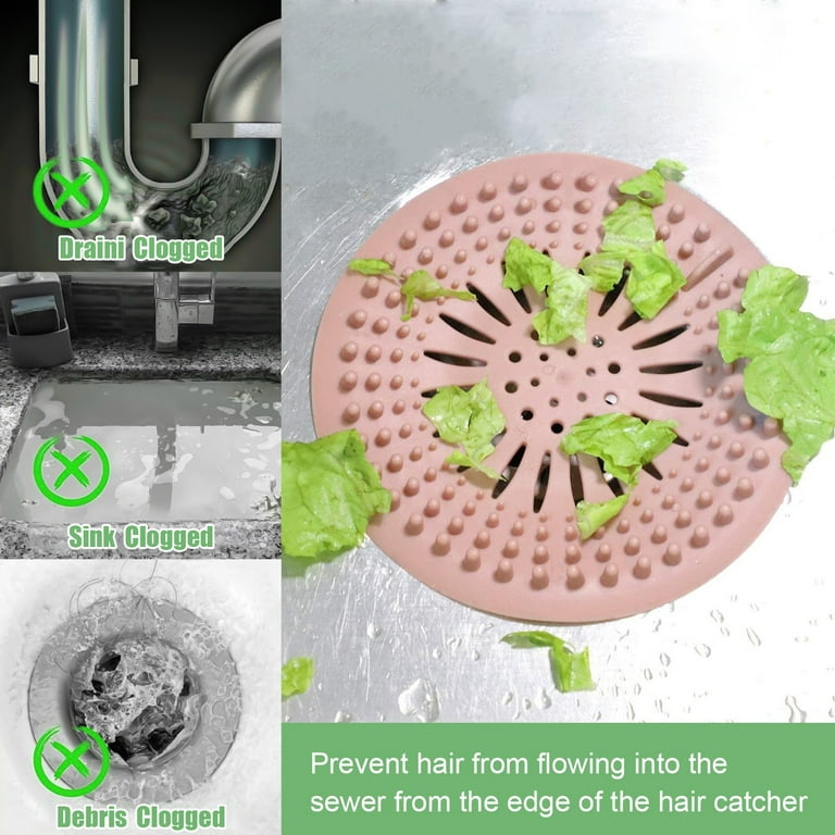 5pcs Drain Hair Catcher, EEEkit Durable Silicone Hair Stopper Shower Drain  Cover, Shower Drain Hair Trap, Easy to Install and Clean Suit for Bathroom