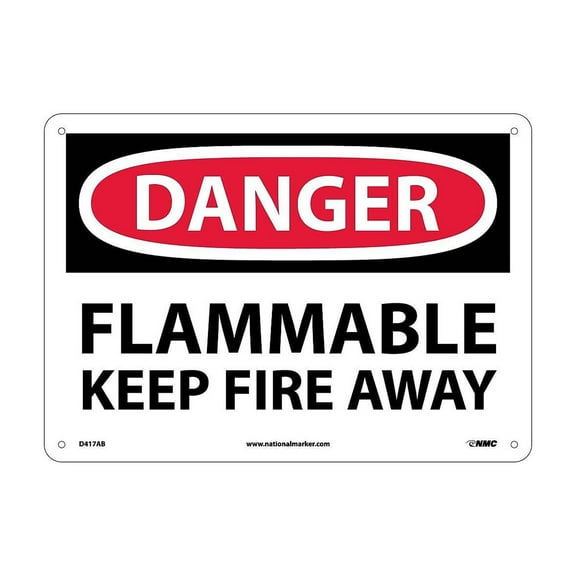 National Marker Flammable Keep Fire Away 10X14 .040 Aluminum Danger Sign D417AB