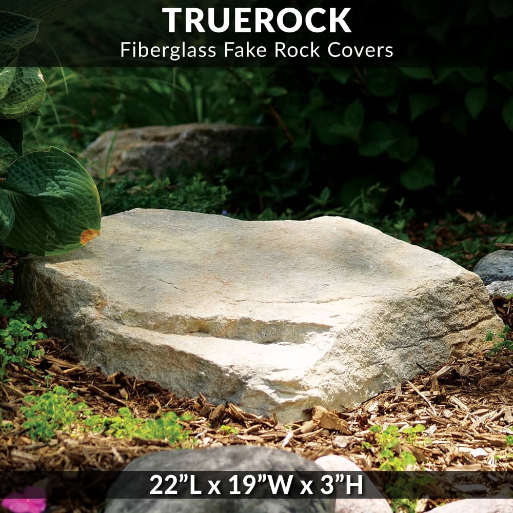 CrystalClear TrueRock Fake Fiberglass Flat Rock Cover, Mini, 22"L x 19