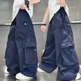 thumbnail image 6 of Atogsazn Boys Baggy Wide Leg Cargo Pants Childrens Casual Loose Fit Sweatpants Quick Dry Lightweight Trouser with Pocket Navy 11-12 Years Fashion, 6 of 7
