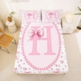 thumbnail image 5 of Manfei Sweet Heart Bow Full Size Sheets For Kids,Letter H Monogram Letter Bed Sheets For Girly,4-Piece, 5 of 6