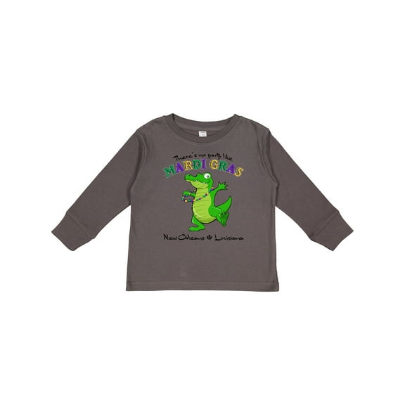 Inktastic There's No Party Like Mardi Gras-alligator Boys or Girls Long Sleeve Toddler T-Shirt