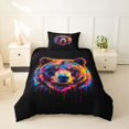thumbnail image 2 of Castle Fairy Neon Graffiti Bear Twin Duvet Cover,Colorful Watercolor Splash Twin Bedding,Rainbow Black,Black Reversible,2pcs,No Comforter,1 Duvet Cover and 1 Pillowcase, 2 of 5