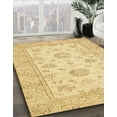 thumbnail image 3 of Ahgly Company Machine Washable Indoor Round Abstract Yellow Area Rugs, 3' Round, 3 of 7