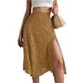 thumbnail image 2 of MAWCLOS Jupe Midi pour Femme Jupes Fendues Taille Haute Ample Plage Imprimé Floral Jaune m, 2 of 5