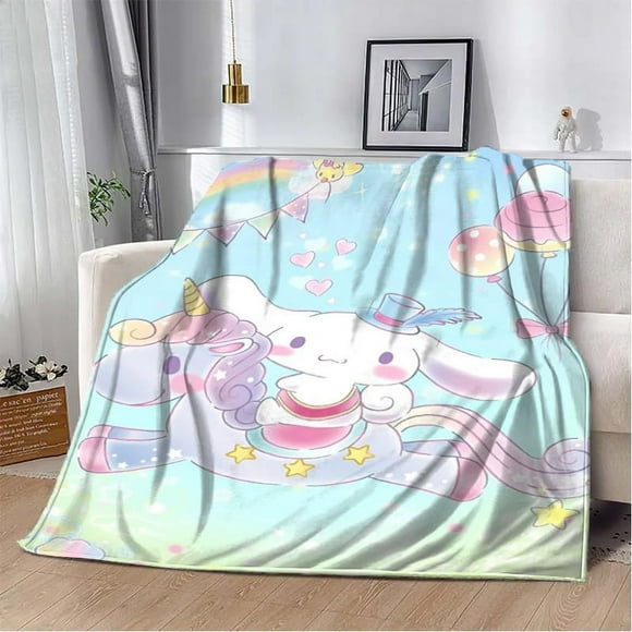 Couverture Japonaise Sanrio Cinnamoroll Dessin Animé Impression HD Flanelle Bureau Douce Duveteuse Couverture de Pique-Nique pour Lit Peluche Sieste Couverture Cadeau Fille