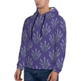 thumbnail image 2 of KLL Lavender Flowers Print Mens Hoodie Long Sleeve Casual Pullover Hooded Sweatshirt Fashion Drawstring Hoodies with Pocket-Medium, 2 of 6