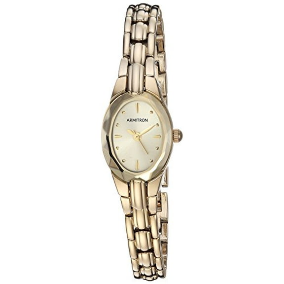 Armitron Womens 753313CHGP Oval Faceted Wall-to-Wall Genuine Crystal Gold-Tone Bracelet Watch