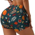 thumbnail image 2 of Fotbe Autumn with Pumpkins Seamless Shorts, Womens Workout Shorts High Waist Stretch Booty Short for Gym/Yoga/Running/Biking-, 2 of 9