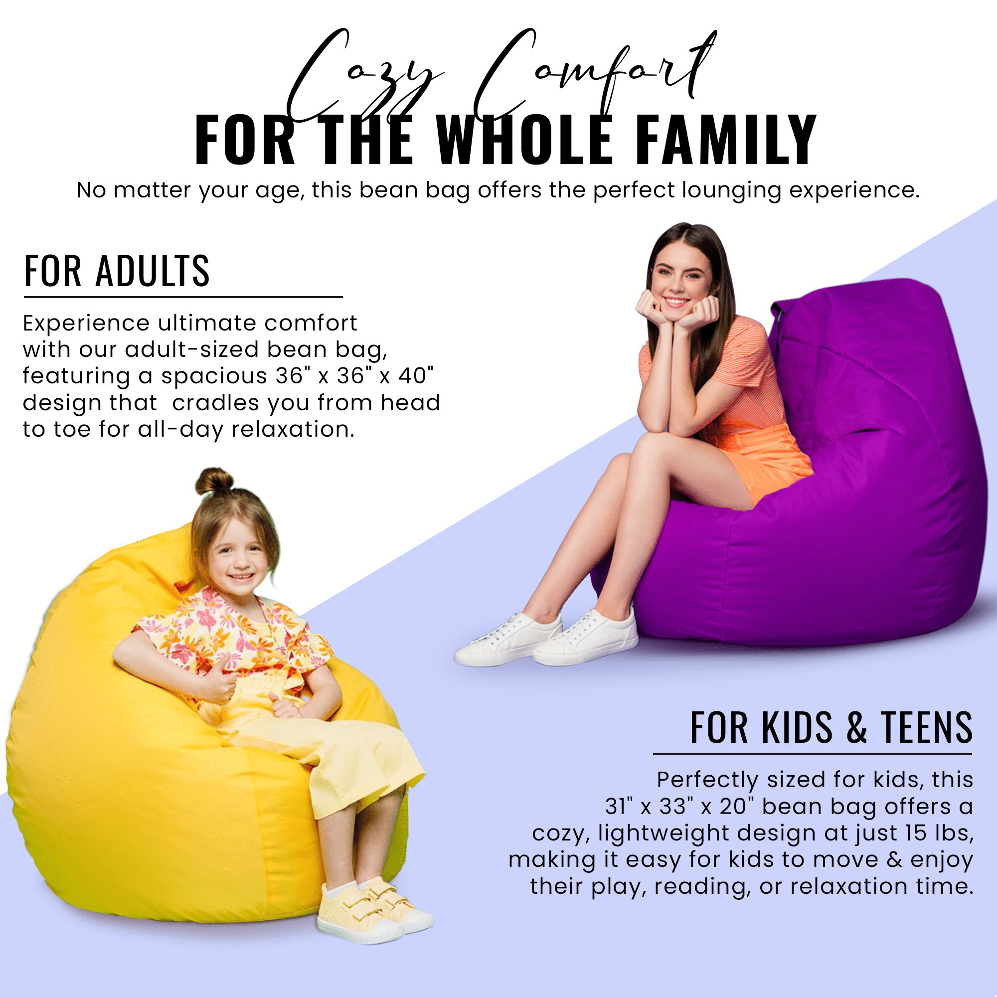 Vinyl Marine Boat 33x31x20" Bean Bag Chair Cover - Retro Style Weatherproof Lazy Sofa Cover for Kids and Adults - Washable Bean Bag Cover without Fill, Black