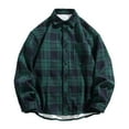 thumbnail image 2 of Fznquz Plaid Mens Button Up Shirt Flannel Fleece Green Shirt Pocket Long Sleeve Button Down Mens Clothes Trendy, 2 of 8