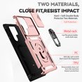thumbnail image 2 of Galaxy S24 Ultra Kickstand Armor Case with Slide Camera Lens Protection Cover Built-in 360° Rotate Ring Holder Stand Magnetic Military Shockproof Phone Cover Case for Samsung Galaxy S24 Ultra,Rosegold, 2 of 8
