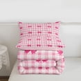 thumbnail image 5 of Erosebridal Girly Bowknot Full Size Comforter Sets For Girls,Patchwork Geometric Plaid Bedding Sets For Kids,Pink Reversible,3pcs, 5 of 7