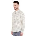 thumbnail image 3 of Shatranj Men's Pure Cotton Button Down Shirt with Indian Leaf Print; Natural, 3 of 5