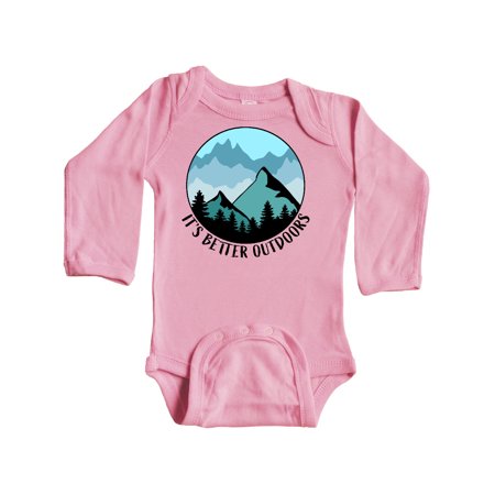 

Inktastic It s Better Outdoors Mountains in Blue Gift Baby Boy or Baby Girl Long Sleeve Bodysuit