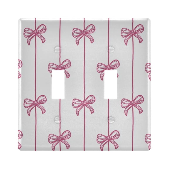Pink Bows Hand Painted Lines Light Switch Cover Electrical Outlet Cover Replaceable Wall Plates 2-Gang