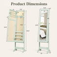 thumbnail image 3 of Costway Jewelry Mirrored Cabinet Armoire Organizer Storage Box with Stand Christmas Gift Green, 3 of 9