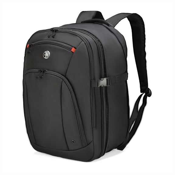 CRESSIER Black Expandable Travel Laptop Backpack for Men and Women by Swissdigital Design