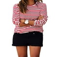 thumbnail image 4 of Hauts Décontractés à Rayures Rouges et Blanches pour Femmes, Col à Manches Longues, Chemise Ample, 4 of 7