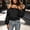 Black, variant on Women's Elegant Solid Color Satin Halter Top – Cold Shoulder Long Puff Sleeve, Ruffle Hem, Ruched Boho Blouse Olive Green,M