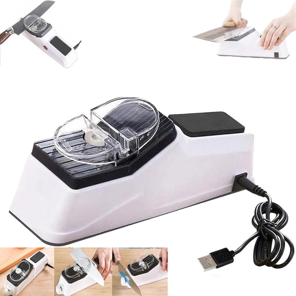Electric Knife Sharpener,Double Sided Knife Sharpener,Multifunctional Portable Knife Sharpeners for All Knives Polishing, Stable Non-slip Base for Quick Sharpening (1Set)