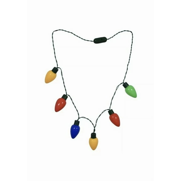 2Pack Christmas House 6-Bulb Led Light Up Necklaces Holiday Party Flashing Bulbs