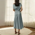 thumbnail image 4 of Njagoc3 Womens Short Sleeve Fitted Dress - Round Neck, Solid Color, Waist-Defining Design, Summer Office Wear, 4 of 6