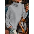 thumbnail image 2 of Suéter PRETTYGARDEN Mujer Cuello Alto Manga Larga Gris Claro, 2 of 7