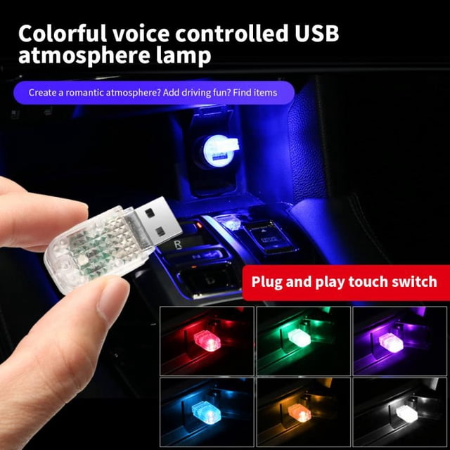Usb Car Ambient Light Durable Universal Car Interior Light Mini 7 Colors Car Atmosphere Light Car Interior AccessoriesTouch Switch21pcs&universal He Qiyong unisex