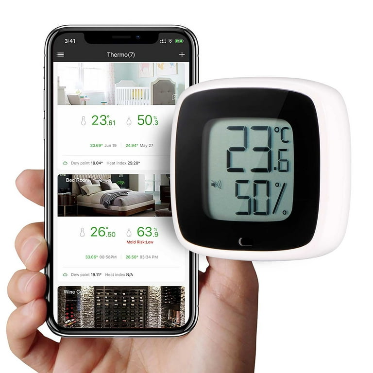 Wireless Thermometer Hygrometer Compact Bluetooth 5.0 Indoor